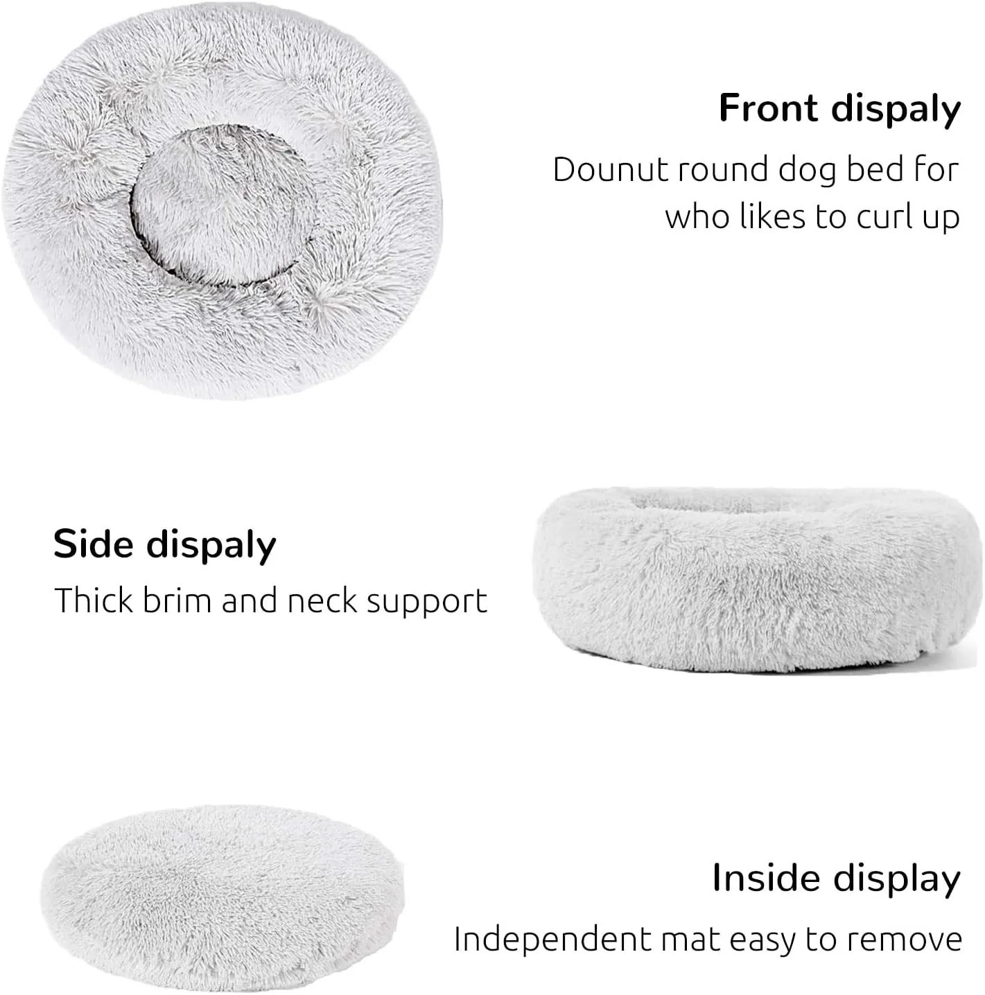 HACHIKITTY Calming Donut Dog Cuddler, Medium Large Dog Bed, 30''