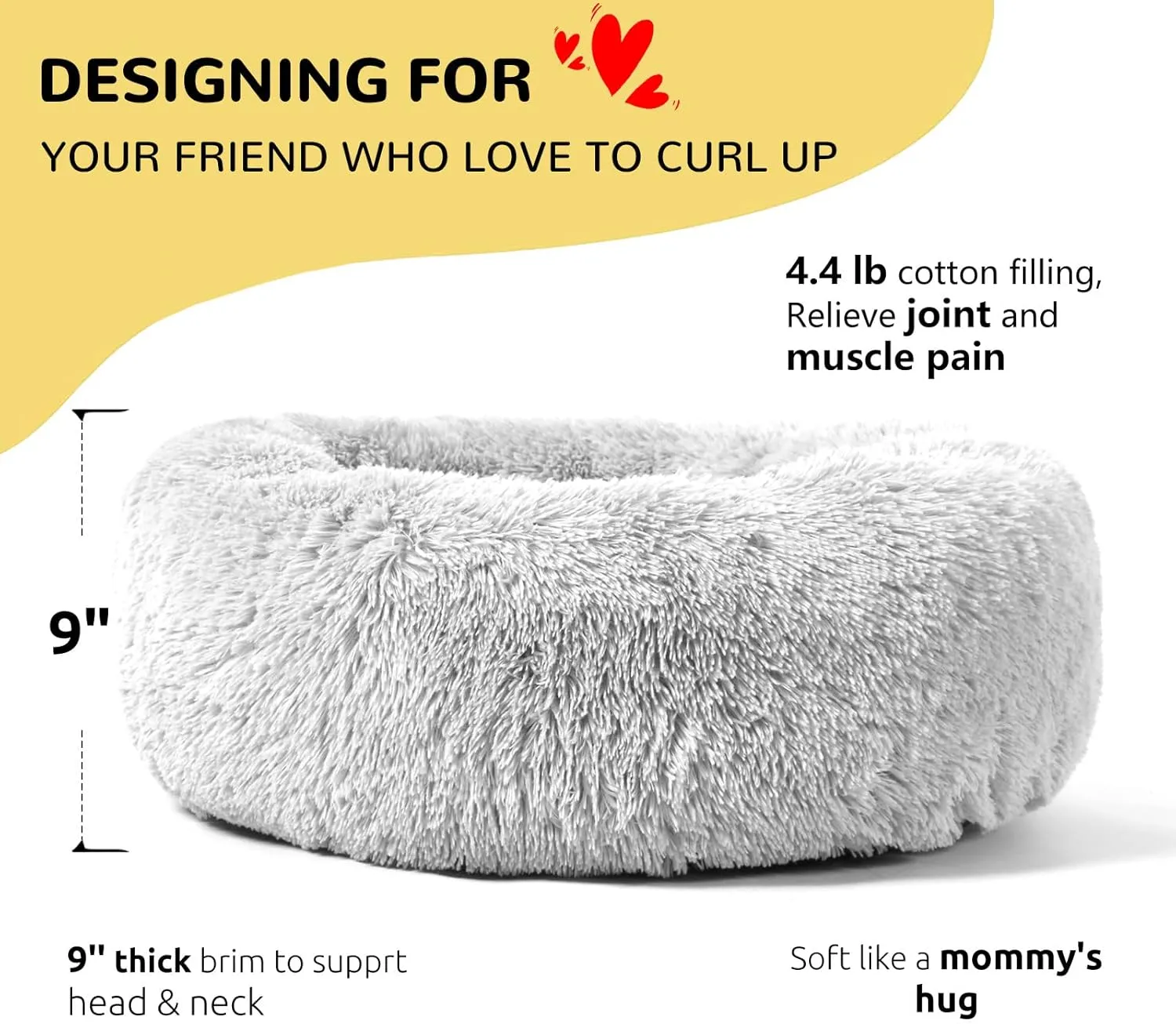 HACHIKITTY Calming Donut Dog Cuddler, Medium Large Dog Bed, 30''
