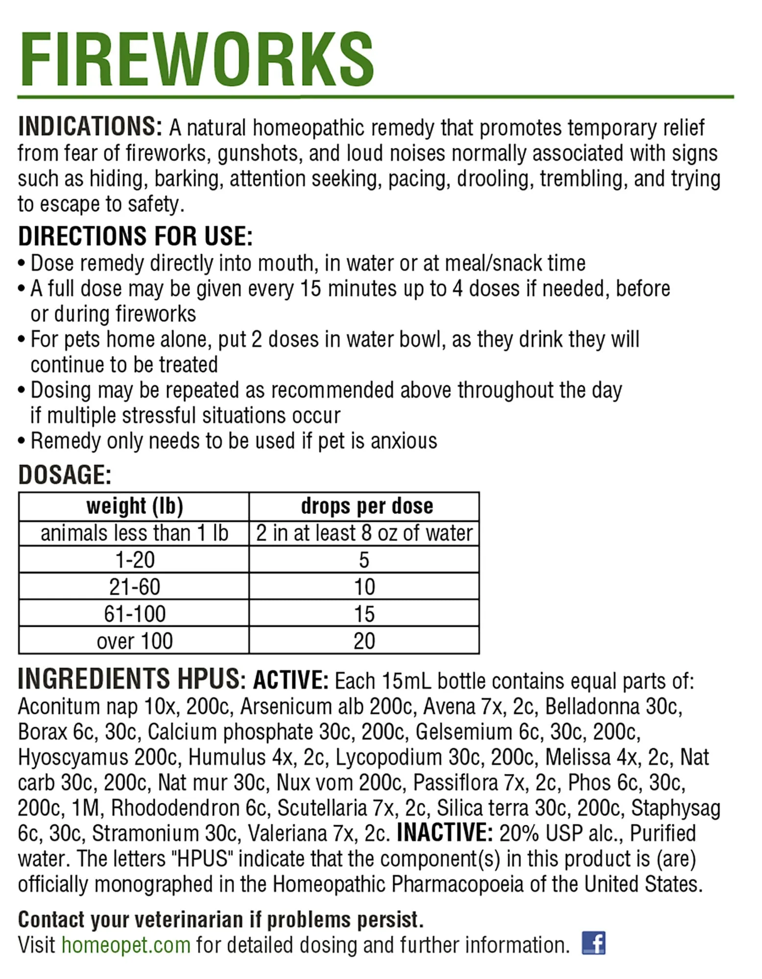 HomeoPet Fireworks, 15 mL