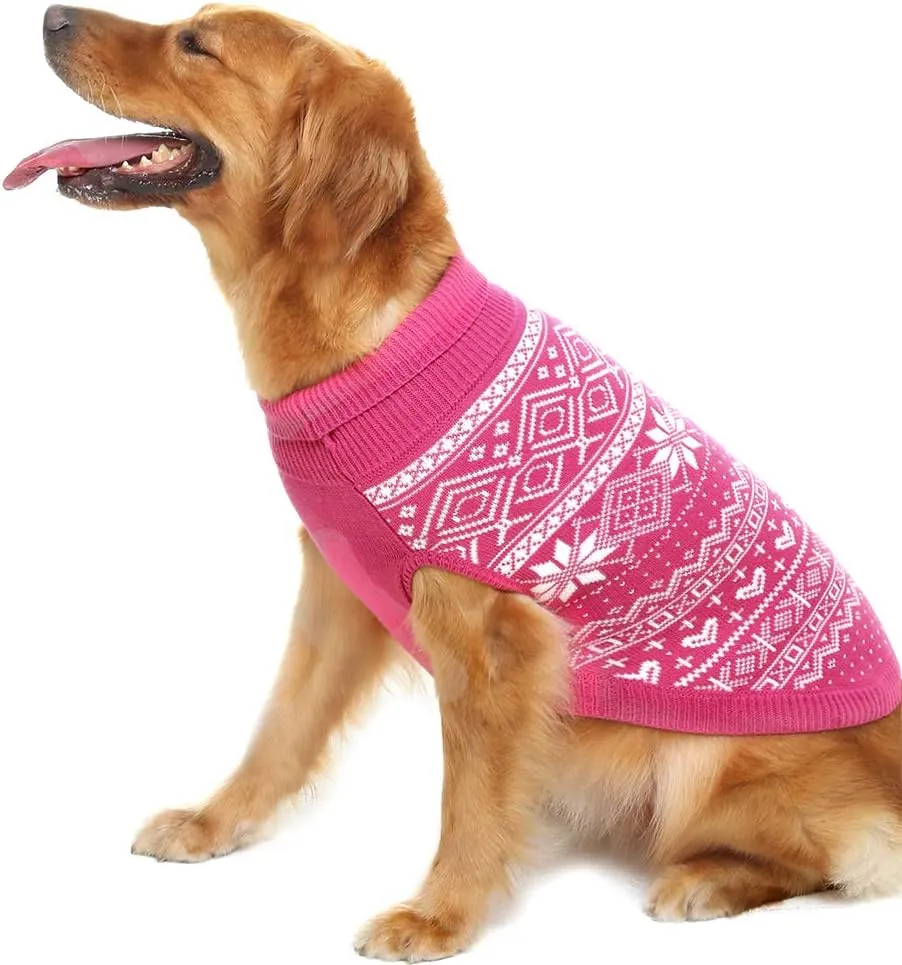 HOMIMP Dog Sweater Argyle - Warm Winter Clothes, Soft Coat for Small Medium and Large Dogs, Ugly Pet Clothing for Boy Girl Puppy