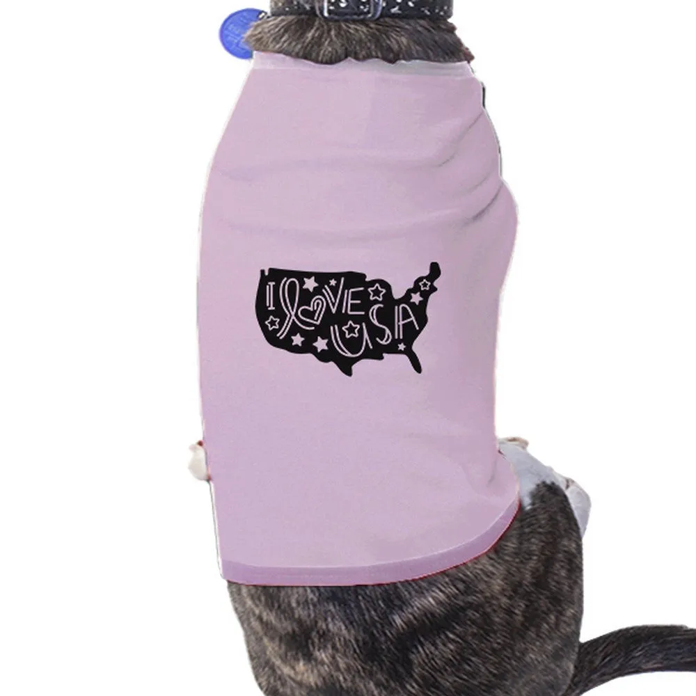 I Love USA Map Pink Pet Shirt For Small Dogs Gifts For Dog Owners