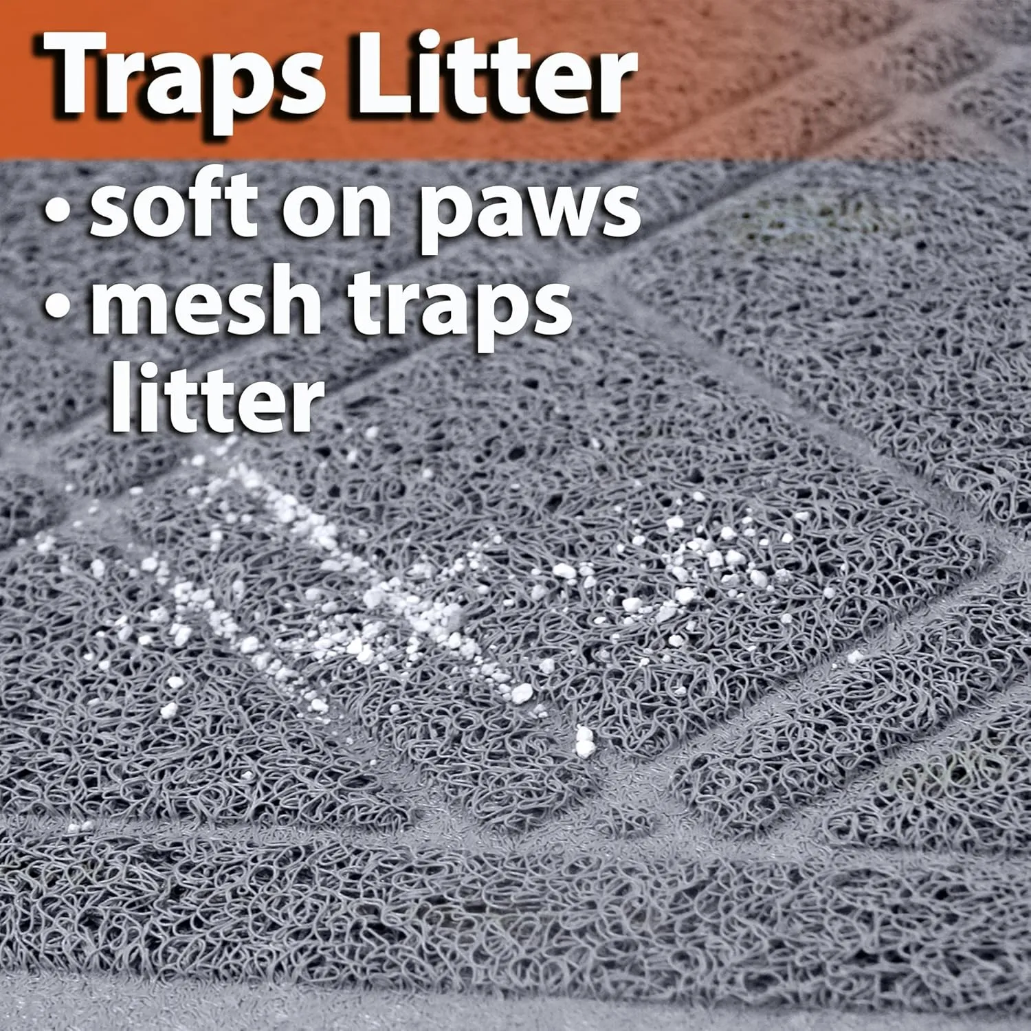 Iprimio Cat Litter Box Mat 35x24 Black | Cat Litter Trapping Mat, Mesh Mat Catches Litter, Repels Odor, Easy Clean Non Slip Kitty Litter Trapper Mats