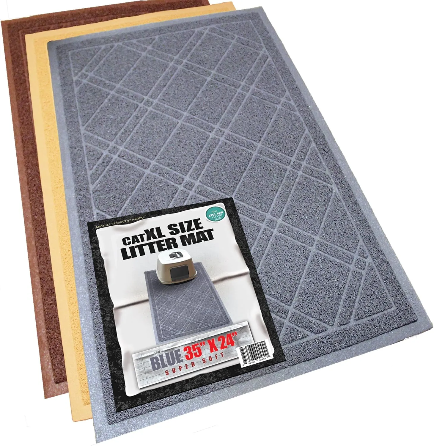 Iprimio Cat Litter Box Mat 35x24 Black | Cat Litter Trapping Mat, Mesh Mat Catches Litter, Repels Odor, Easy Clean Non Slip Kitty Litter Trapper Mats