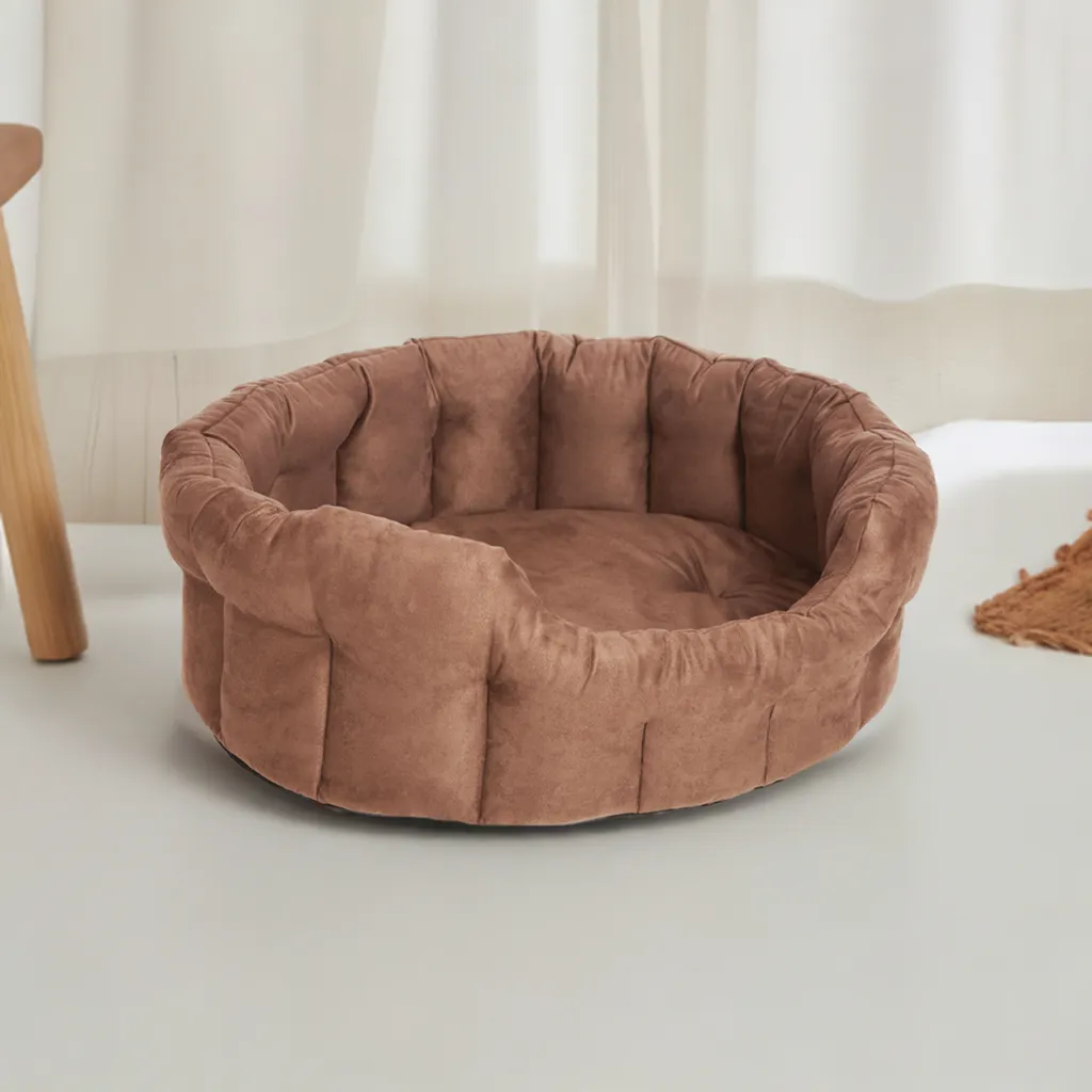 Large Heavy Duty Oval Faux Suede Bolster Style Dog Beds.