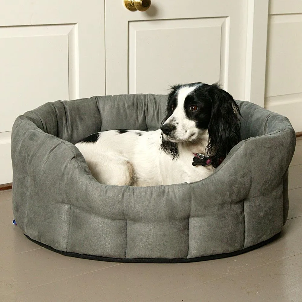 Large Heavy Duty Oval Faux Suede Bolster Style Dog Beds.