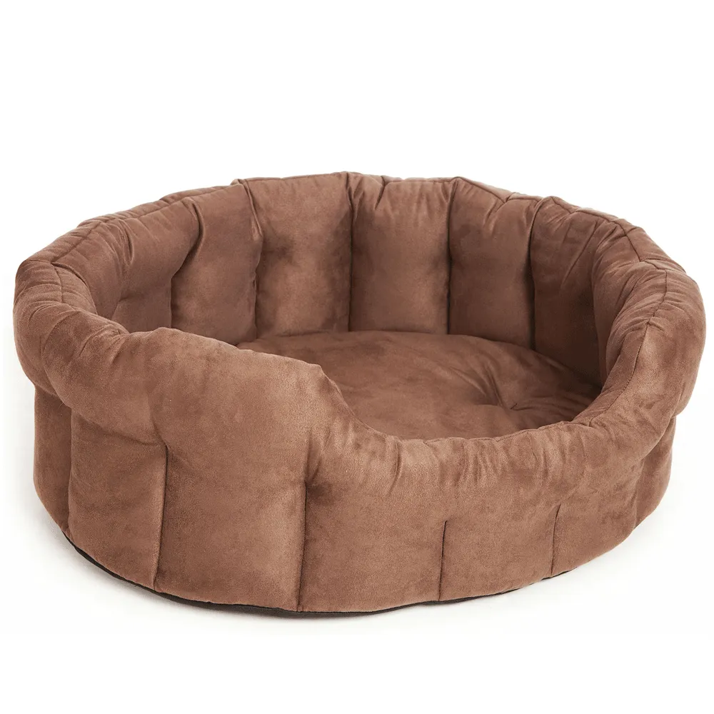 Large Heavy Duty Oval Faux Suede Bolster Style Dog Beds.
