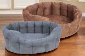 Large Heavy Duty Oval Faux Suede Bolster Style Dog Beds.