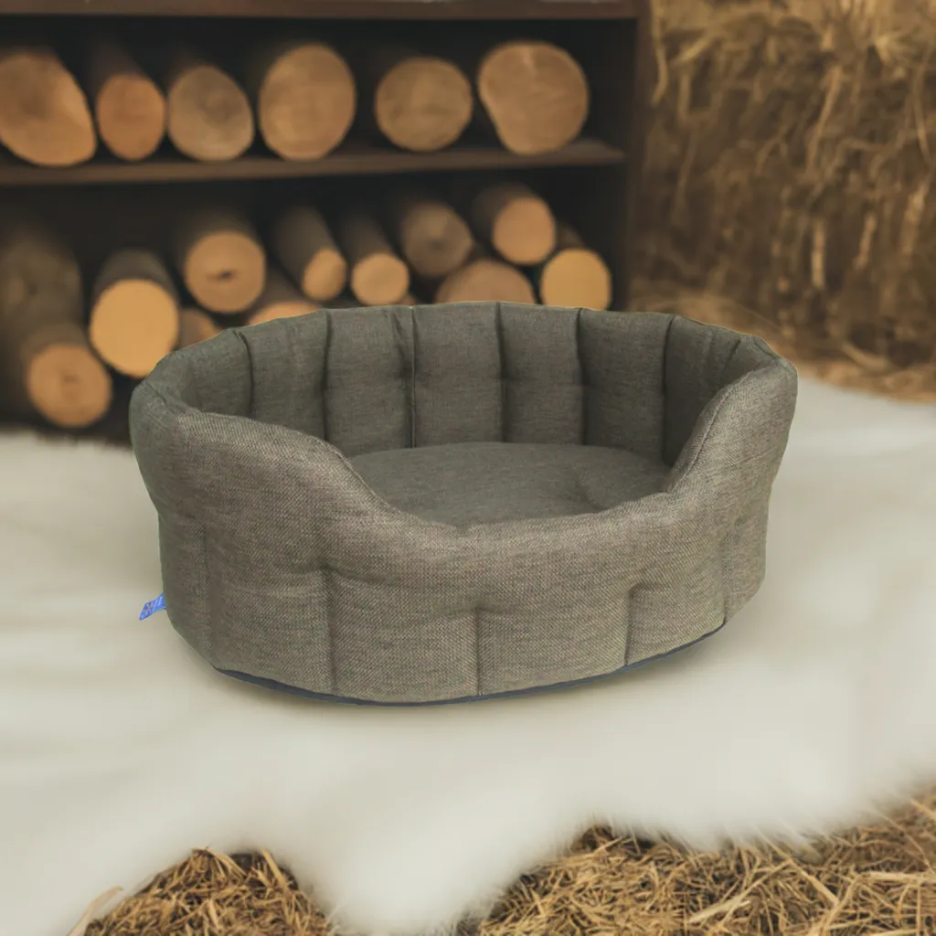 Large Heavy Duty Oval High Sided Basket weave Dog Bed