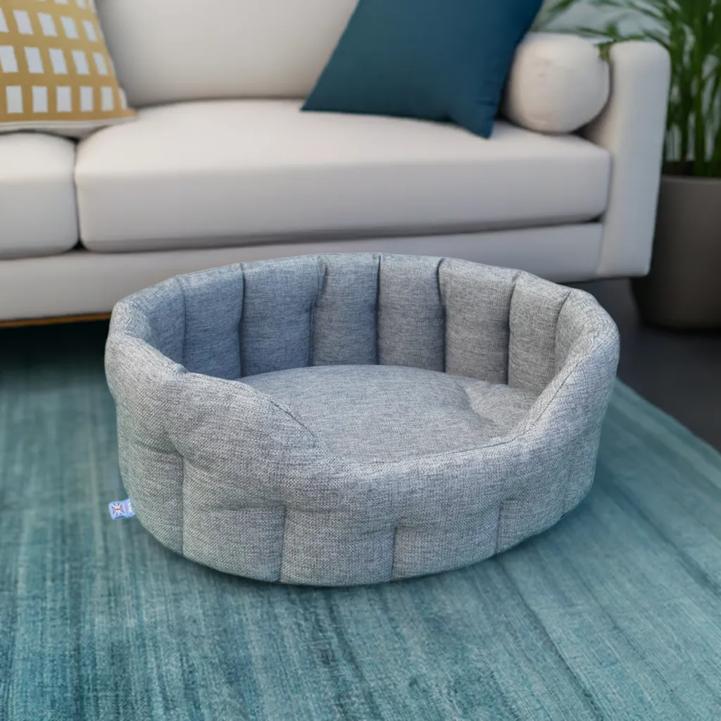 Large Heavy Duty Oval High Sided Basket weave Dog Bed