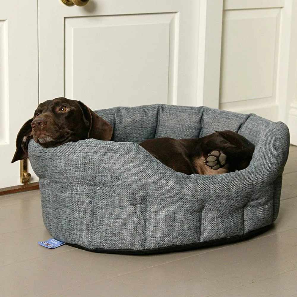 Large Heavy Duty Oval High Sided Basket weave Dog Bed