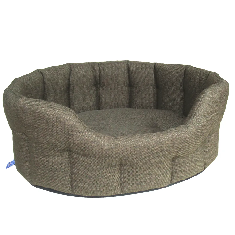 Large Heavy Duty Oval High Sided Basket weave Dog Bed