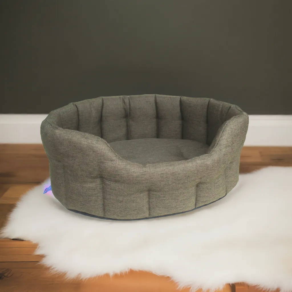 Large Heavy Duty Oval High Sided Basket weave Dog Bed