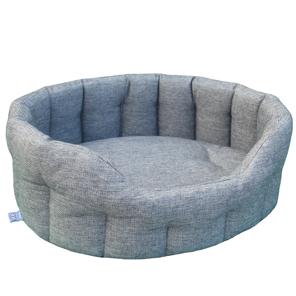 Large Heavy Duty Oval High Sided Basket weave Dog Bed