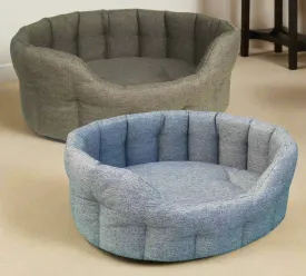 Large Heavy Duty Oval High Sided Basket weave Dog Bed
