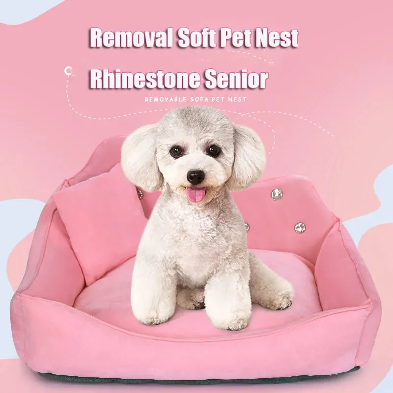 Luxury Rhinestone Pet Bed Set