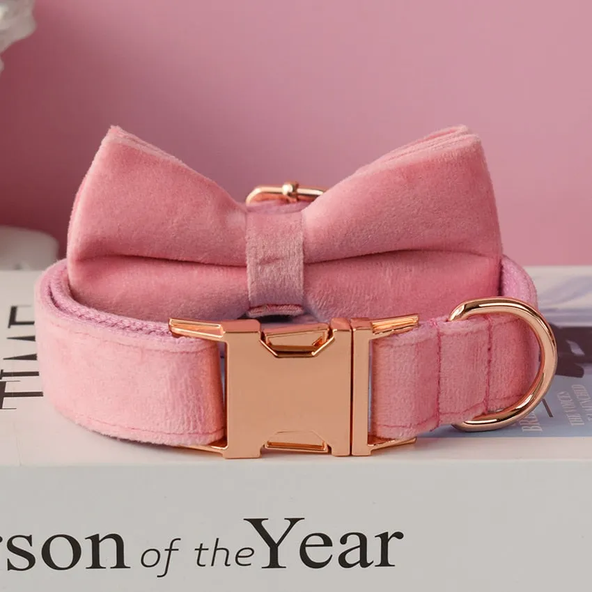 Magical Pink Shades: Personalized Bow Collar and Leash Set