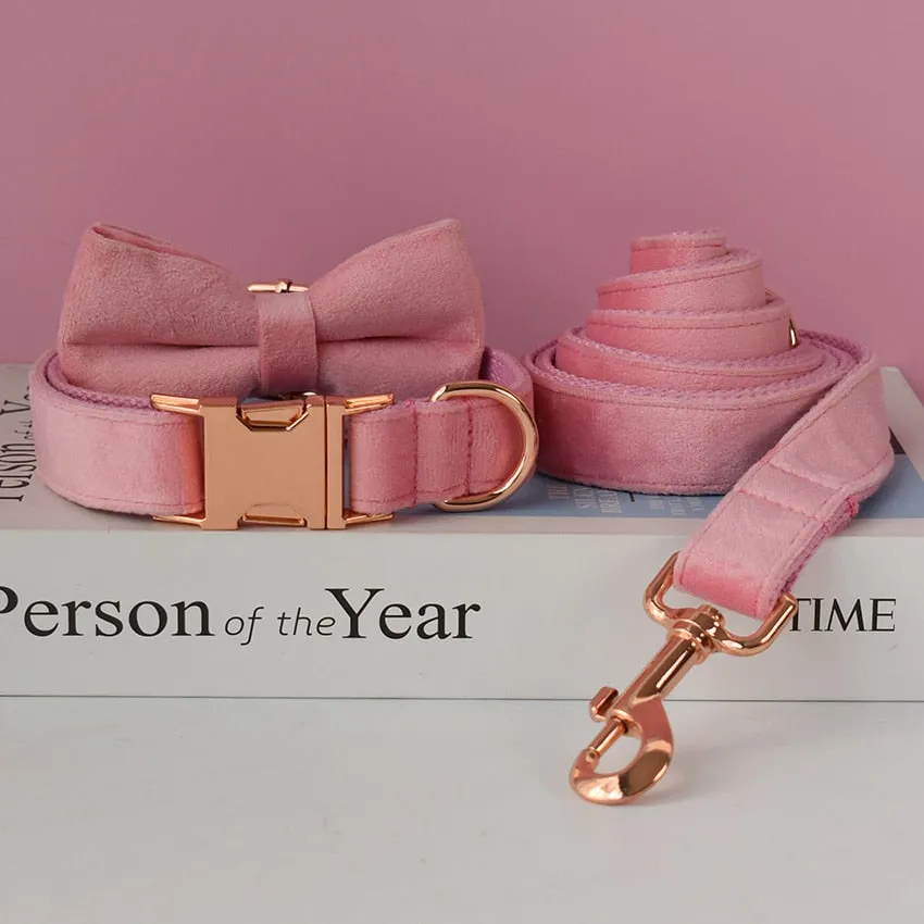Magical Pink Shades: Personalized Bow Collar and Leash Set