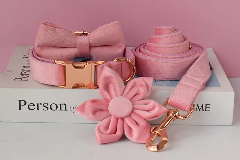 Magical Pink Shades: Personalized Bow Collar and Leash Set