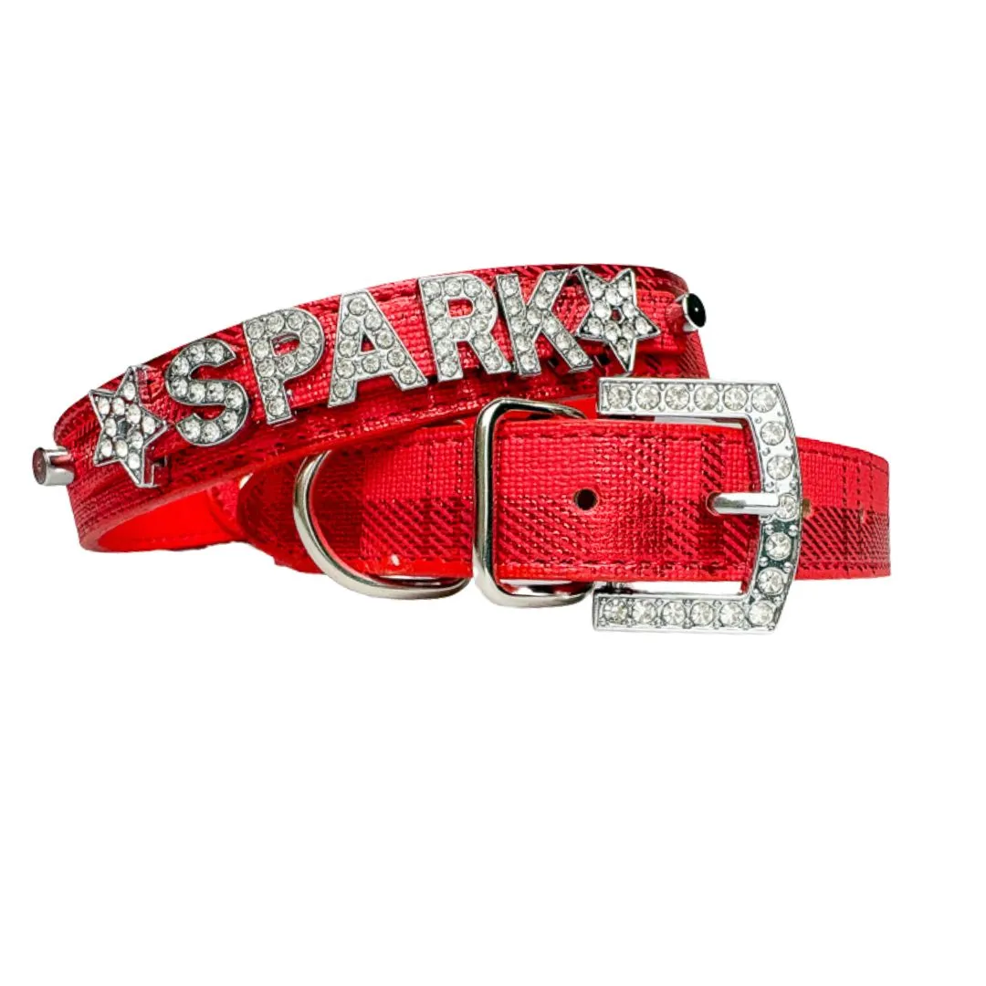 Metallic Plaid Personalized Pet Collars