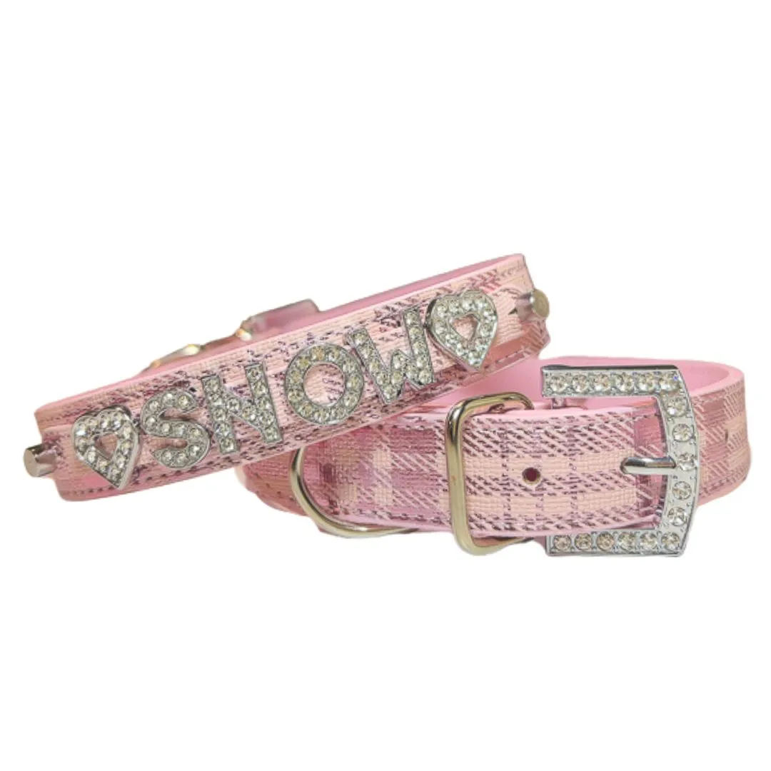 Metallic Plaid Personalized Pet Collars