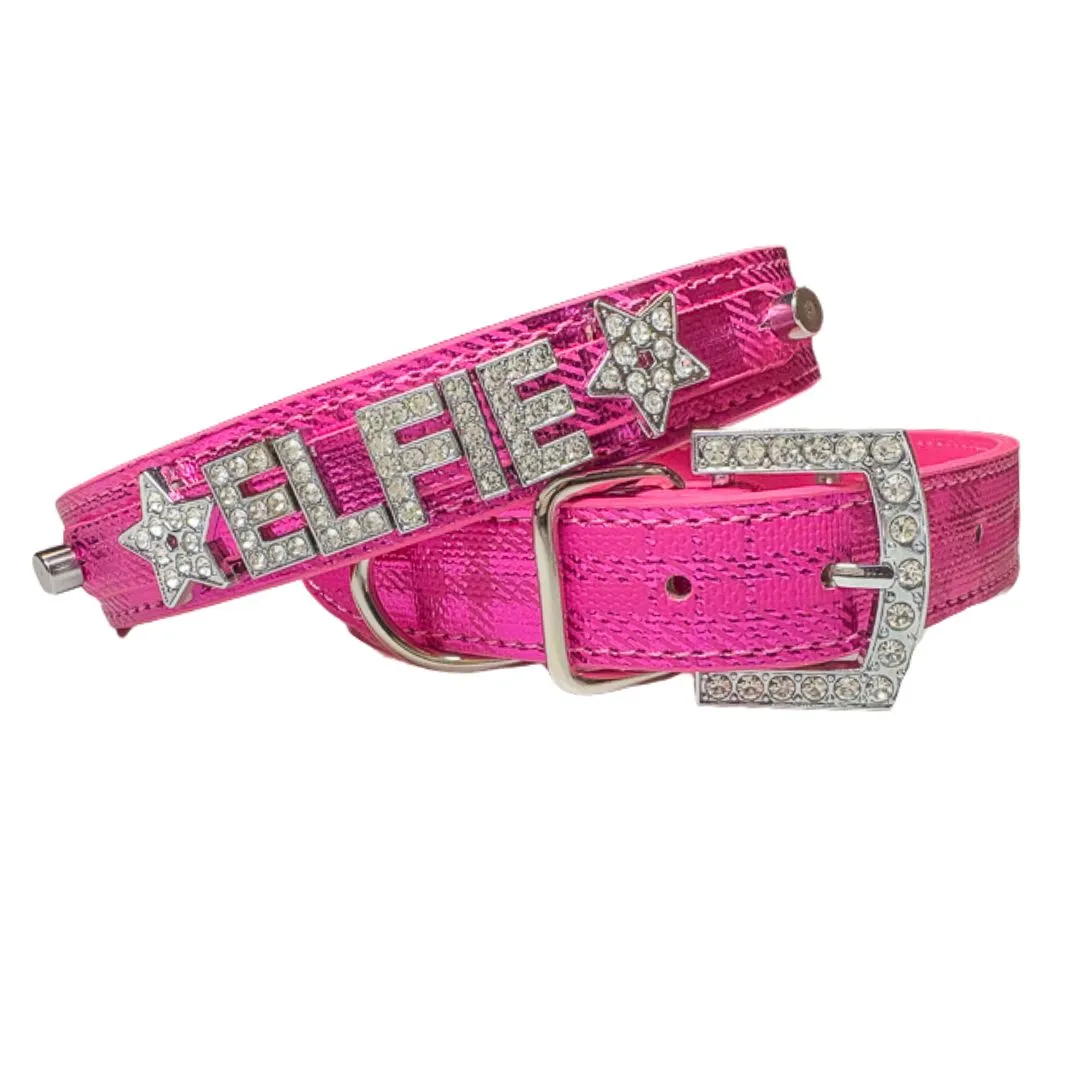 Metallic Plaid Personalized Pet Collars
