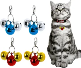 Molain 12 Bells Cat Dog Collar Bells, 4 Sets Jingle Bell for Cat Collar Dog Collar Charms Colourful Small Bells with Clasps Pet Collar Accessories Festival Party DIY Decoration (12 Bells)
