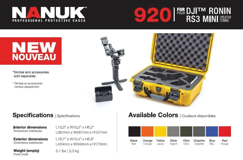 Nanuk 920 Case for DJI RS 3 Mini Creator Combo (Black)