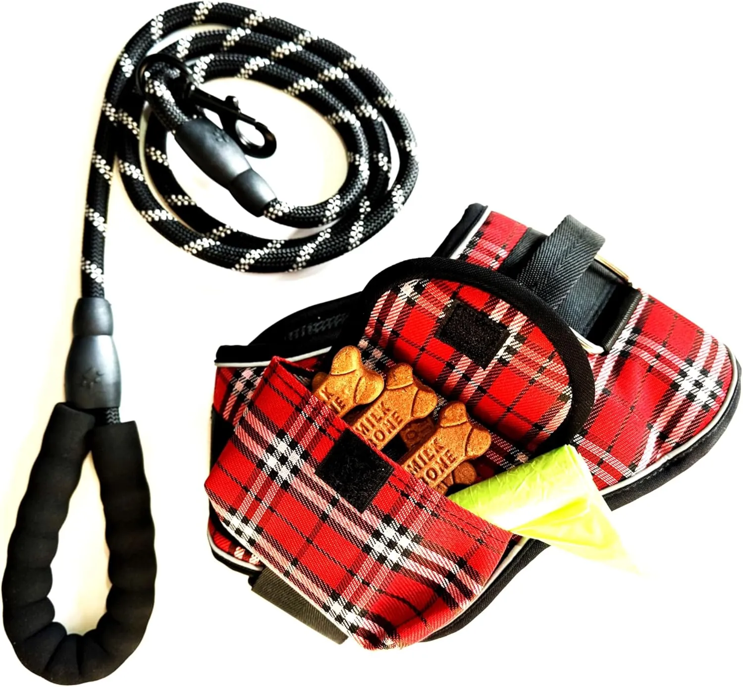 No Pull Dog Harness, pet, Adjustable and Black Leash Set | Soft Handle and Reflective Stripe | Small-Medium-Large and XLarge Dogs | Harness with Pocket, Easy Walk, NO Escape. (White, L)