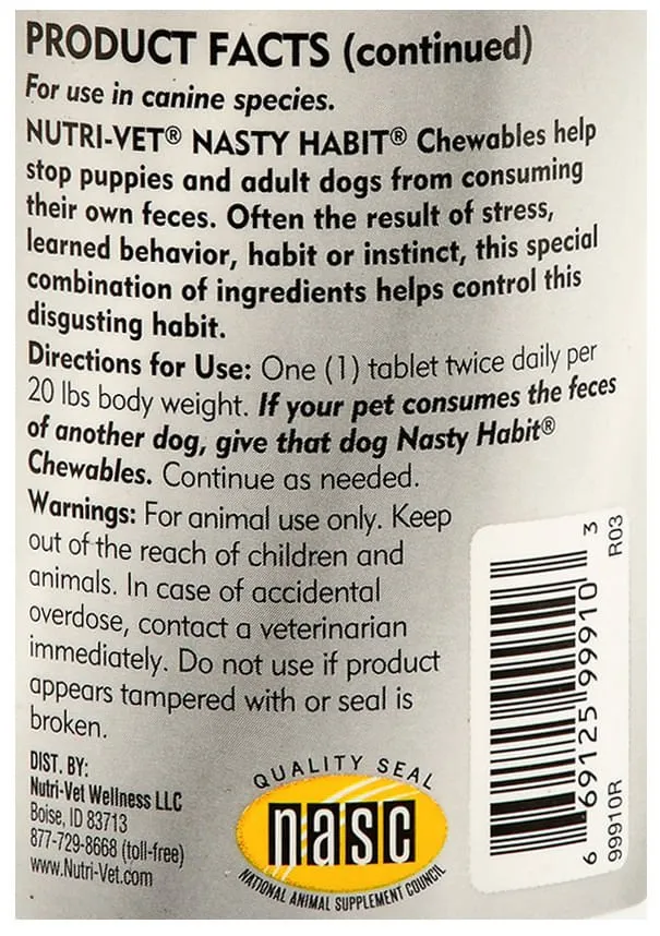 Nutri-Vet Nasty Habit Liver Flavored Chewables, 120 ct