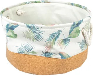 PALM CORK & POLY BASKET ROUND MULTICOLOUR