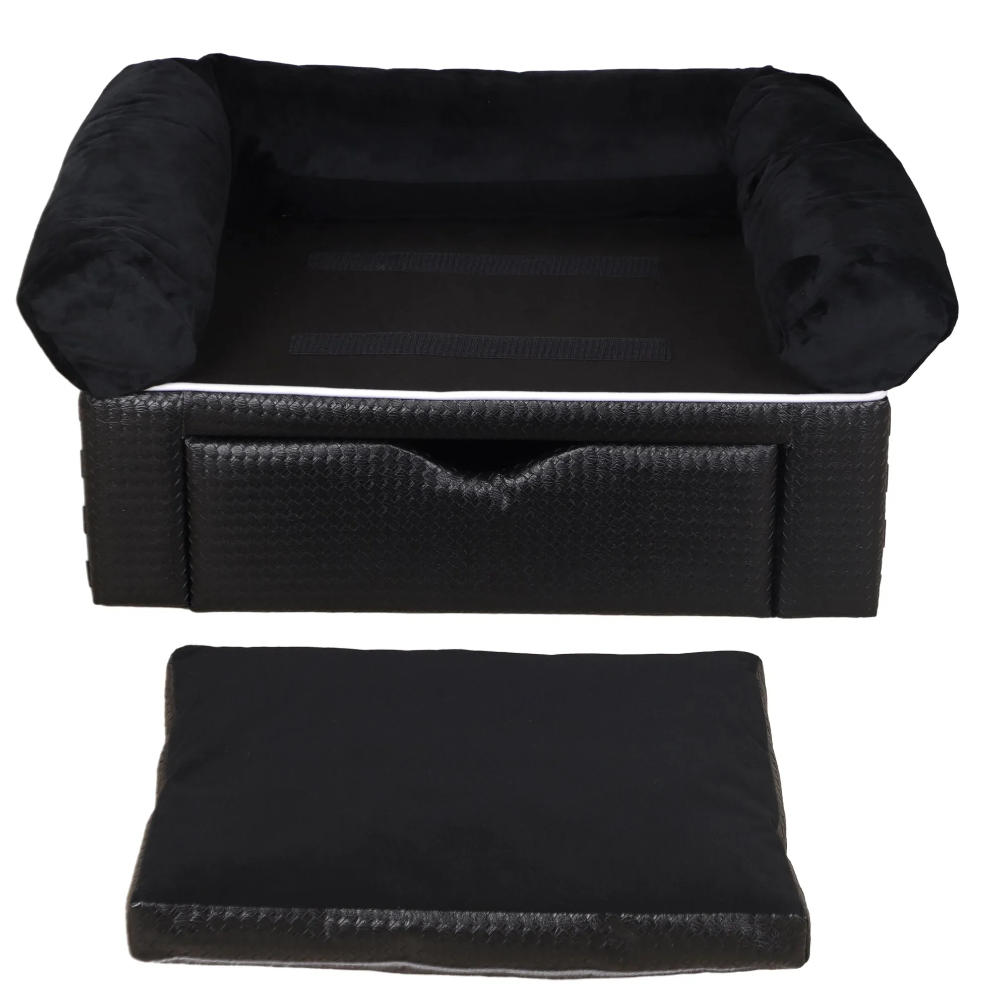 PawHut Dog Sofa Bed with Storage, Drawer, Soft Cushion, for Small Dogs - Black