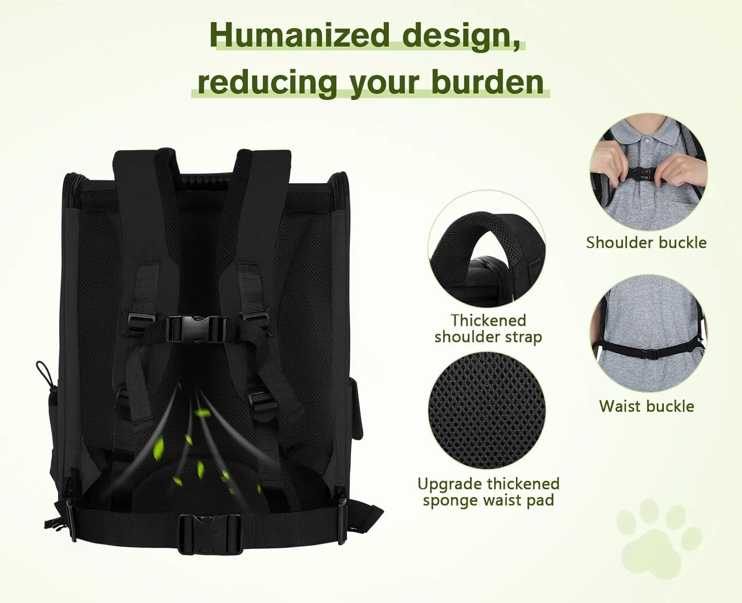 Pecute Cat Backpack with Breathable Mesh, Dog Backpack Carrier with Multi-Pockets, Cat Carrier Backpack Comfortable, Cat Backpack Carrier for Travel Hiking and Camping Black
