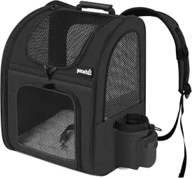 Pecute Cat Backpack with Breathable Mesh, Dog Backpack Carrier with Multi-Pockets, Cat Carrier Backpack Comfortable, Cat Backpack Carrier for Travel Hiking and Camping Black