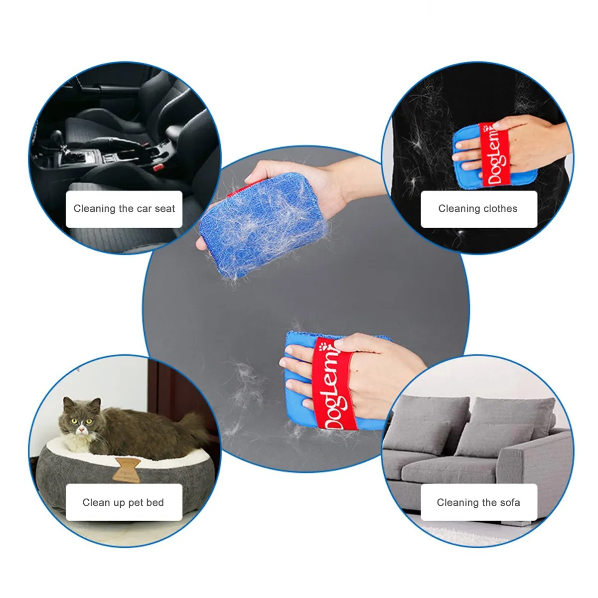 Pet Cat Dog Hair Remover Cleaning Brush For Cars Sofas & Others