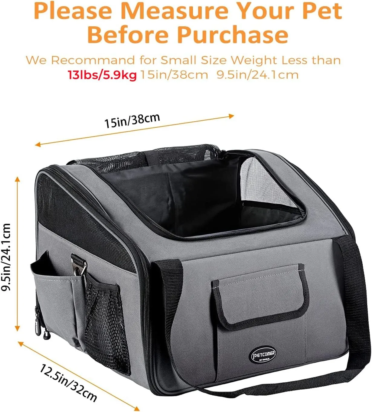 PETTOM Dog Car Seat Pet Car Booster Seat Carrier Airline Approved for Dog Cat Puppy Small Animal Travel Cage (Gray-1, Small-Hold Pet up to 13lb)