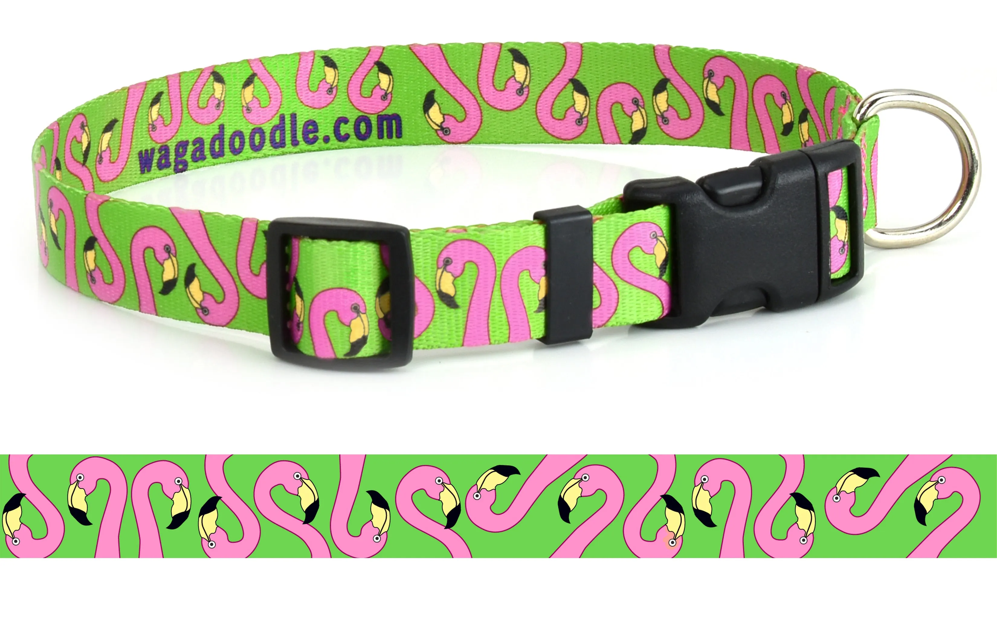 Pink Flamingo Heads on Lime