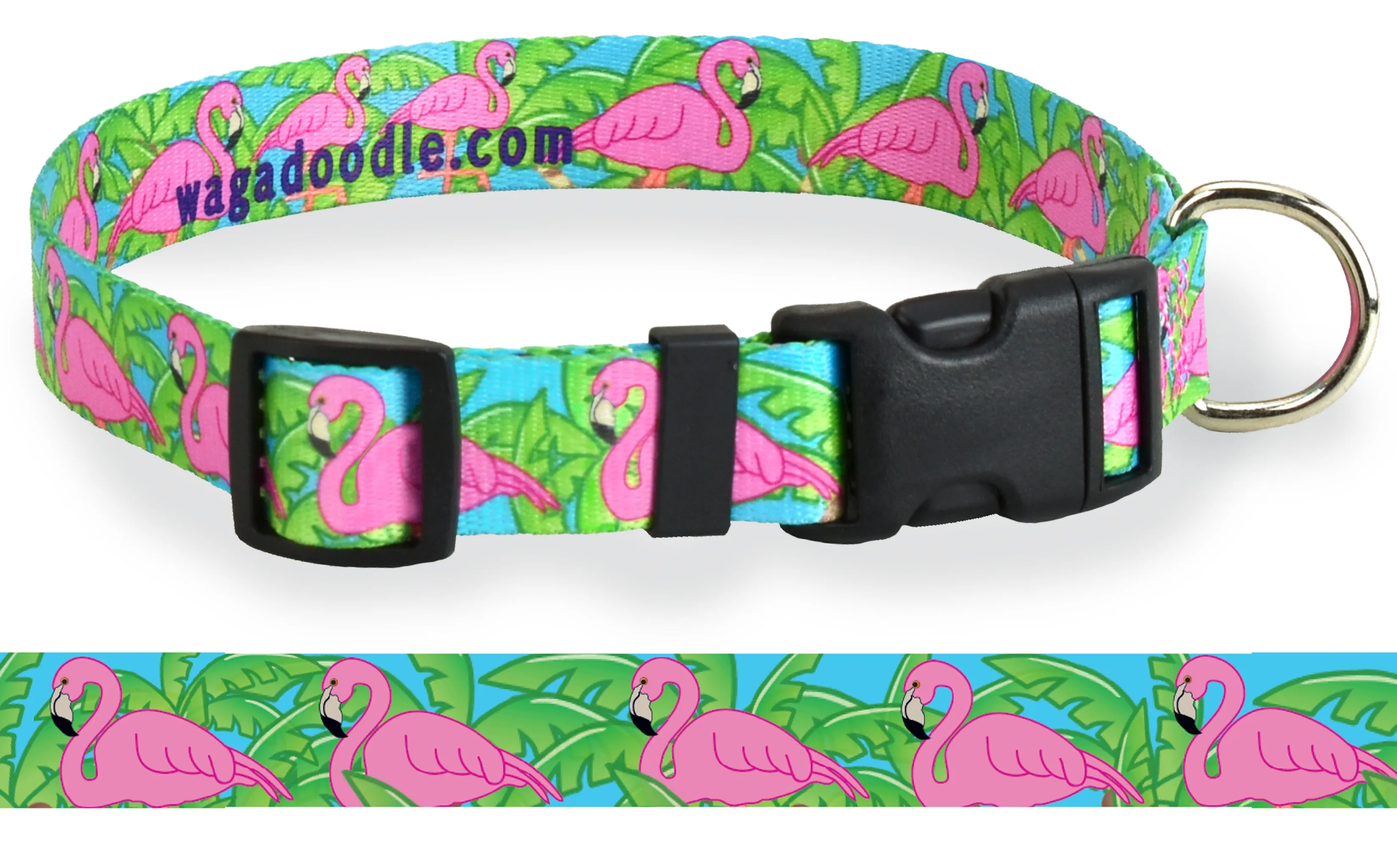Pink Flamingos and Palm Trees Turquoise