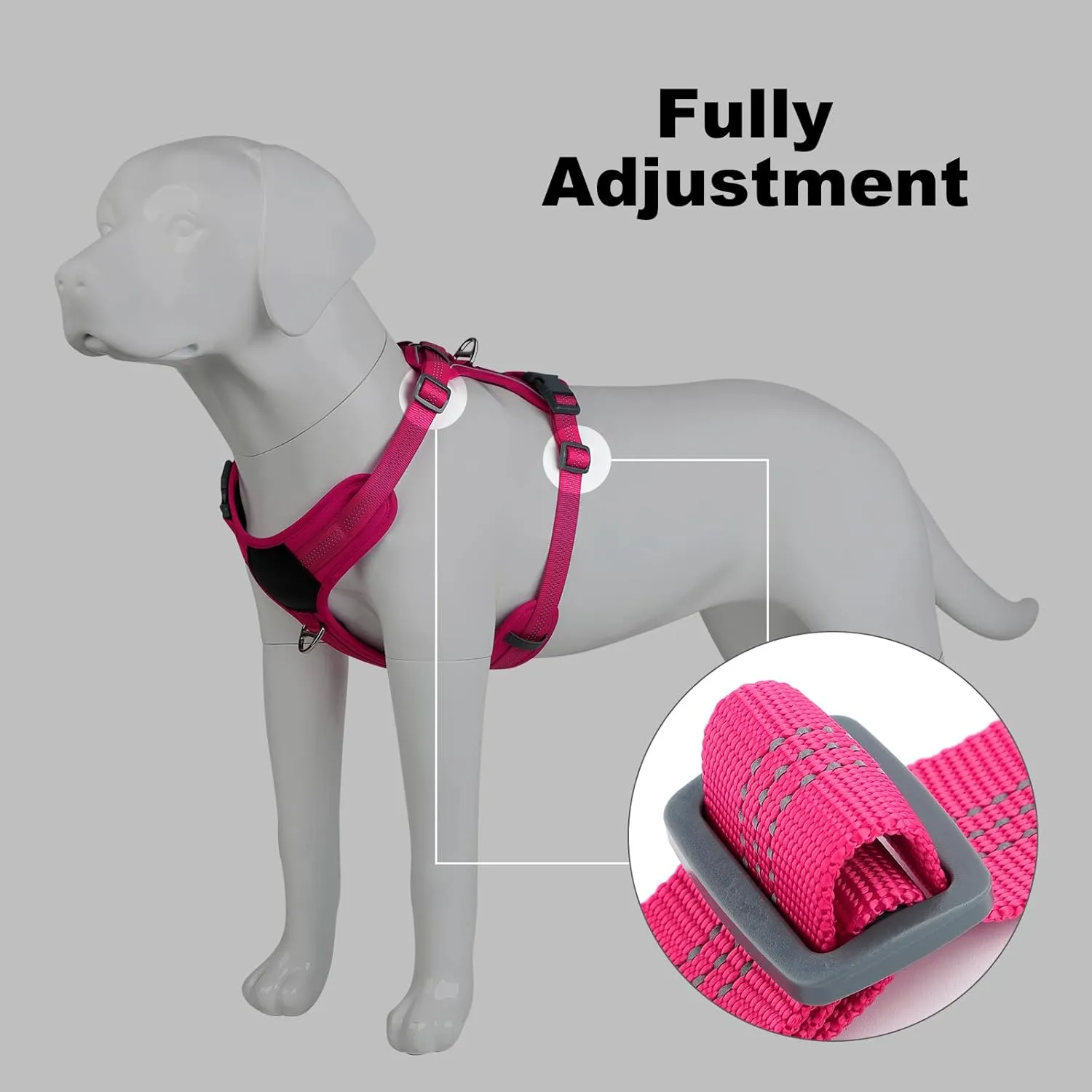 Plutus Pet No Pull Dog Harness, Release at Neck, Soft Padded, Reflective Adjustable Dog Vest Harness for Small, Medium, Large Dogs(Hot Pink, M)