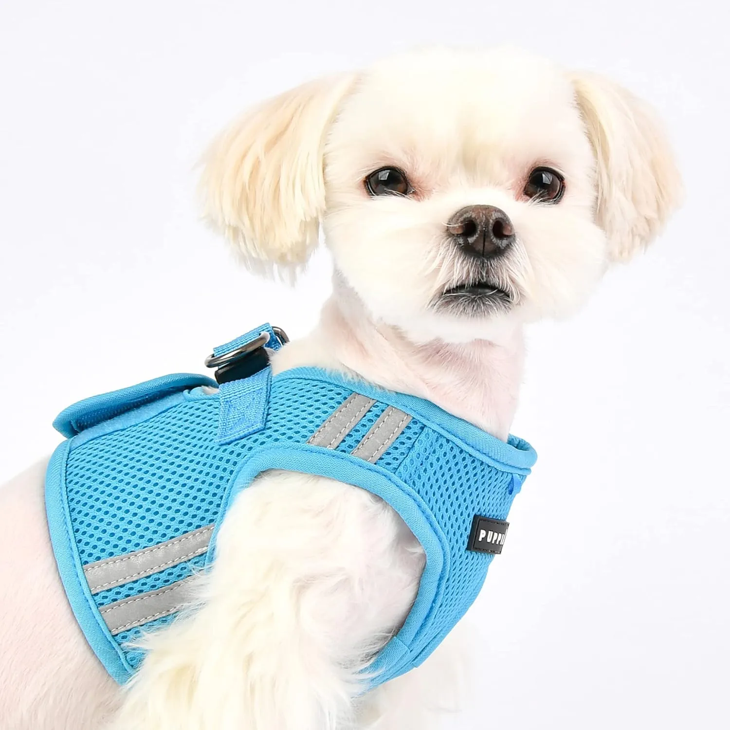 Puppia Soft Vest Dog Harness No Choke Step-in Reflective Triple Layered Breathable Mesh for Small and Medium Dog, Sky Blue, Large