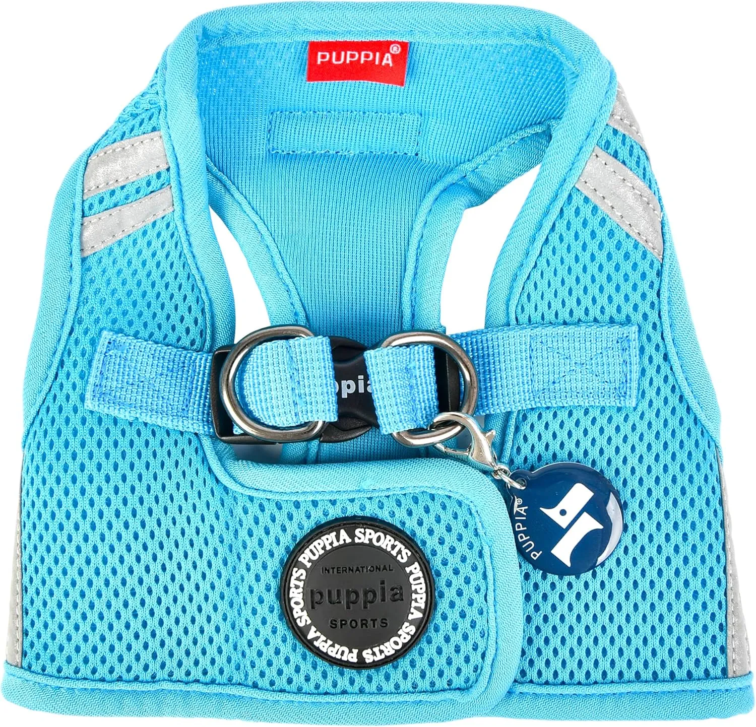 Puppia Soft Vest Dog Harness No Choke Step-in Reflective Triple Layered Breathable Mesh for Small and Medium Dog, Sky Blue, Large