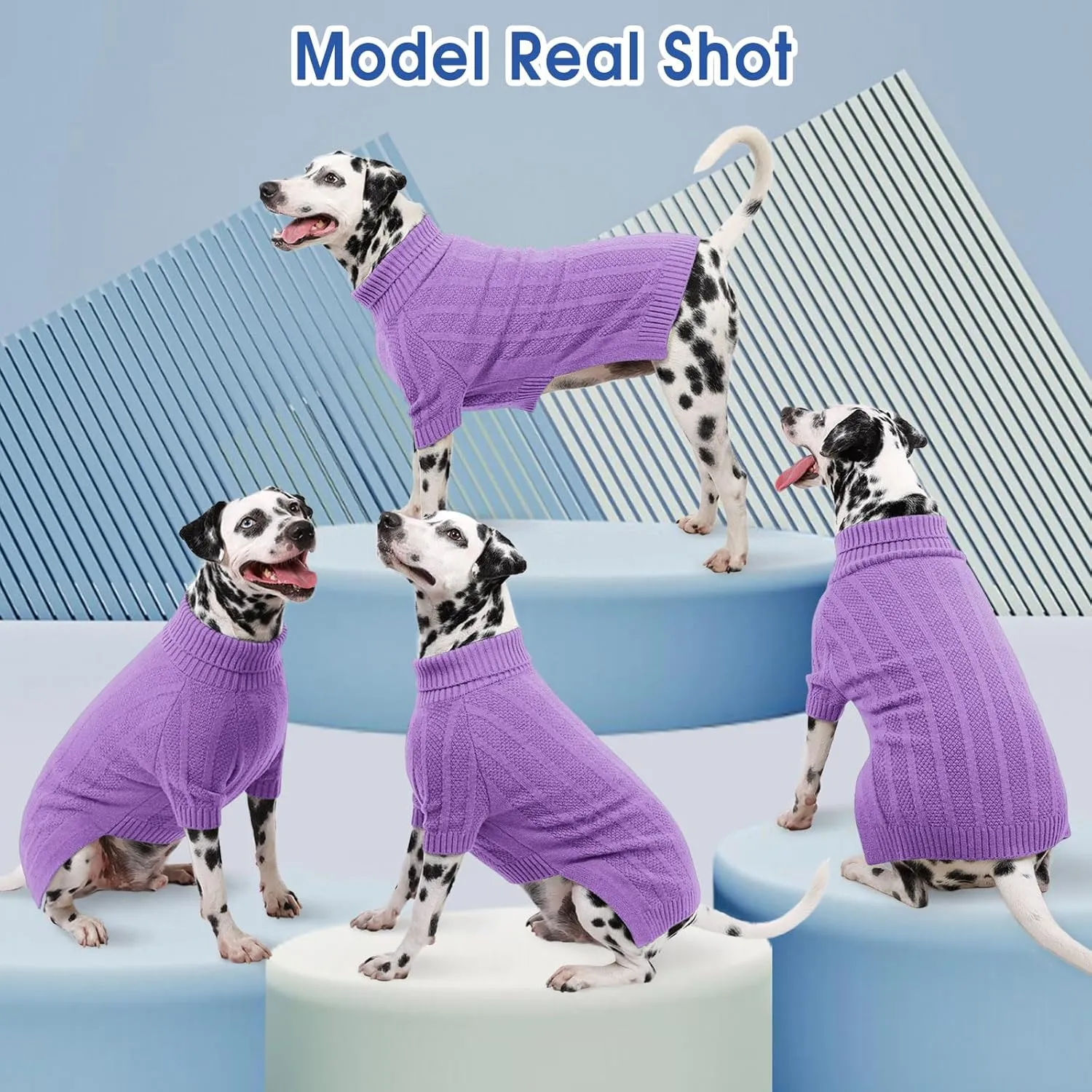 Queenmore XSmall Dog Sweater - Soft Knitted Christmas Clothing, Turtleneck Pullover for Puppies, Cozy Pet Knitwear for Teacup, Chihuahua (Purple, XS)