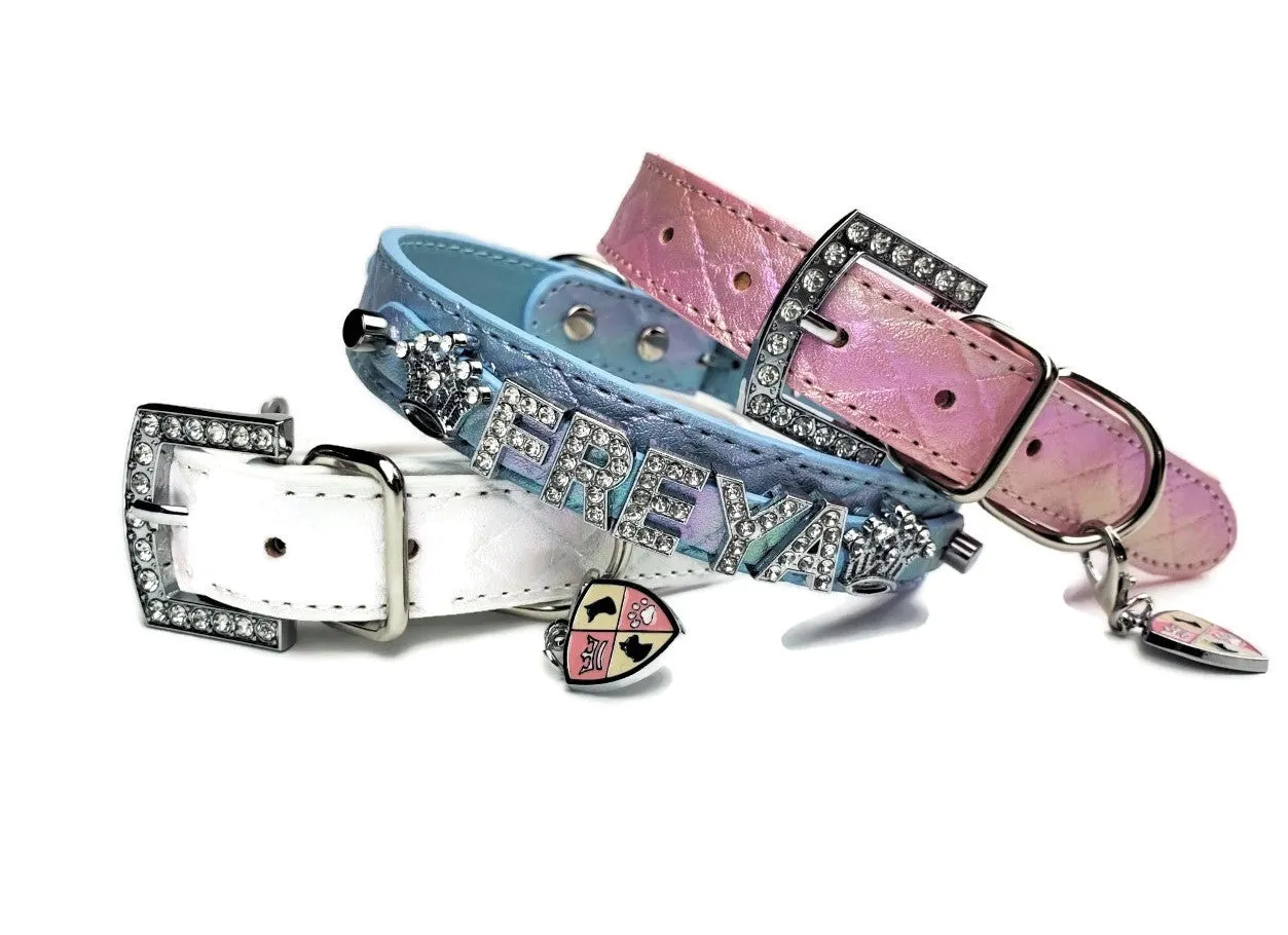 Quilted Iridescent Periwinkle lavender collar