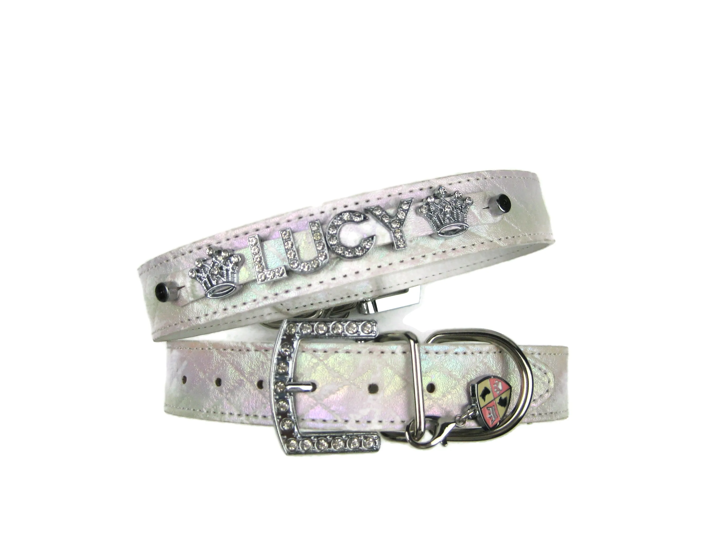 Quilted Iridescent white collar