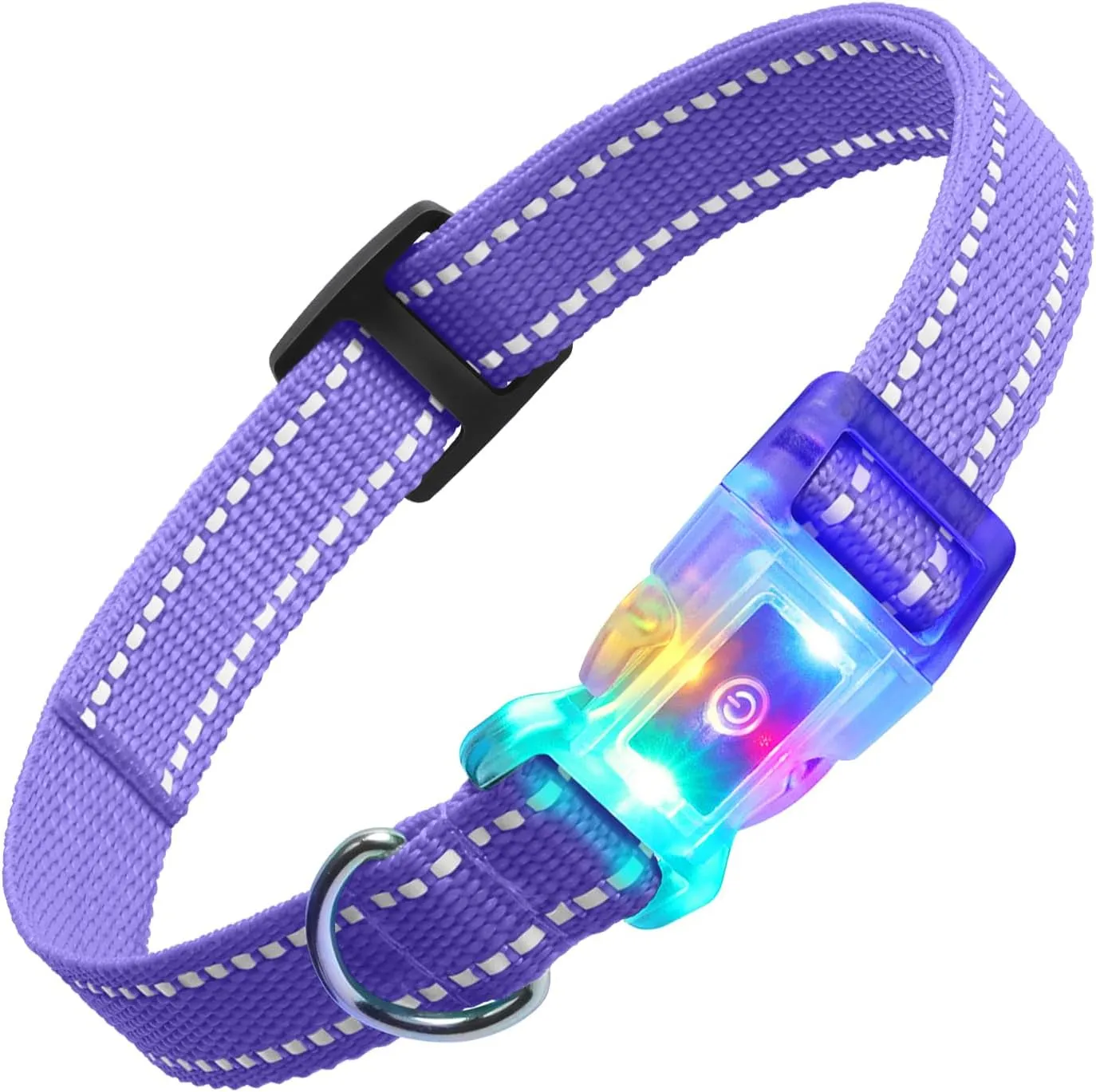 Rechargeable LED Dog Collar Suit for Small Large Dog, Dazzling Glow-in-The-Dark Light Collar, Prevent Traffic Accident Anti-Stampede Pet Supplies Glowing Collar (Purple)