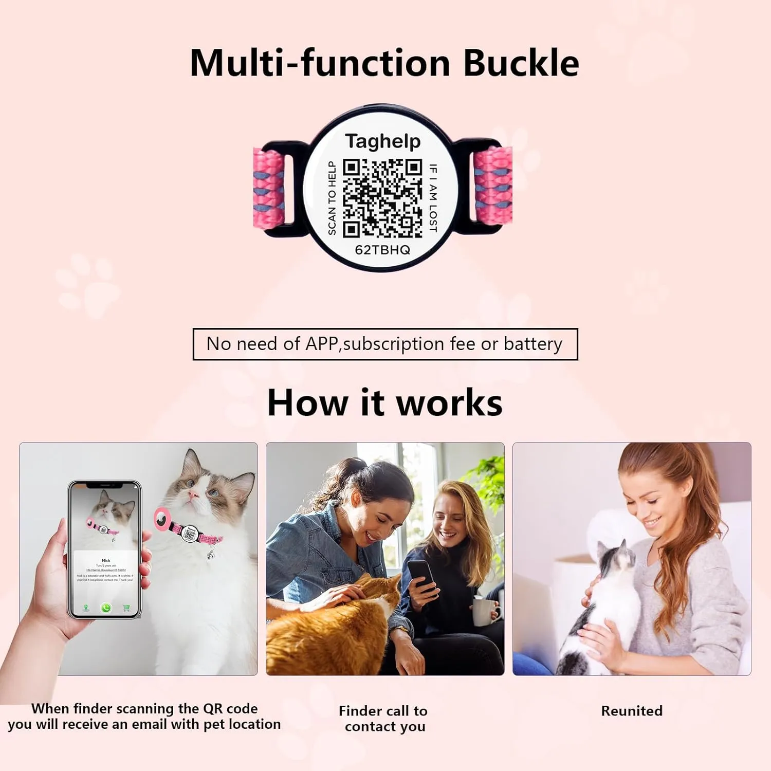 Reflective AirTag Cat Collar Breakaway, TAGHELP GPS Cat Collar with Apple Air Tag Holder, Cat Tracker Collars with Safety Elastic Band for Girl Boy Cats, Kittens and Puppies (Blue B)