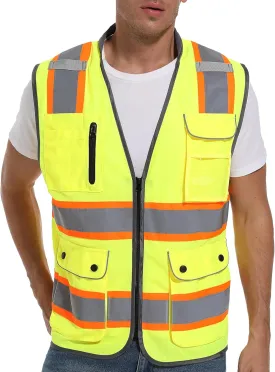 Reflective Safety Vest for Men and Women - High Visibility Construction Vest - Dual Tone Reflective Strips