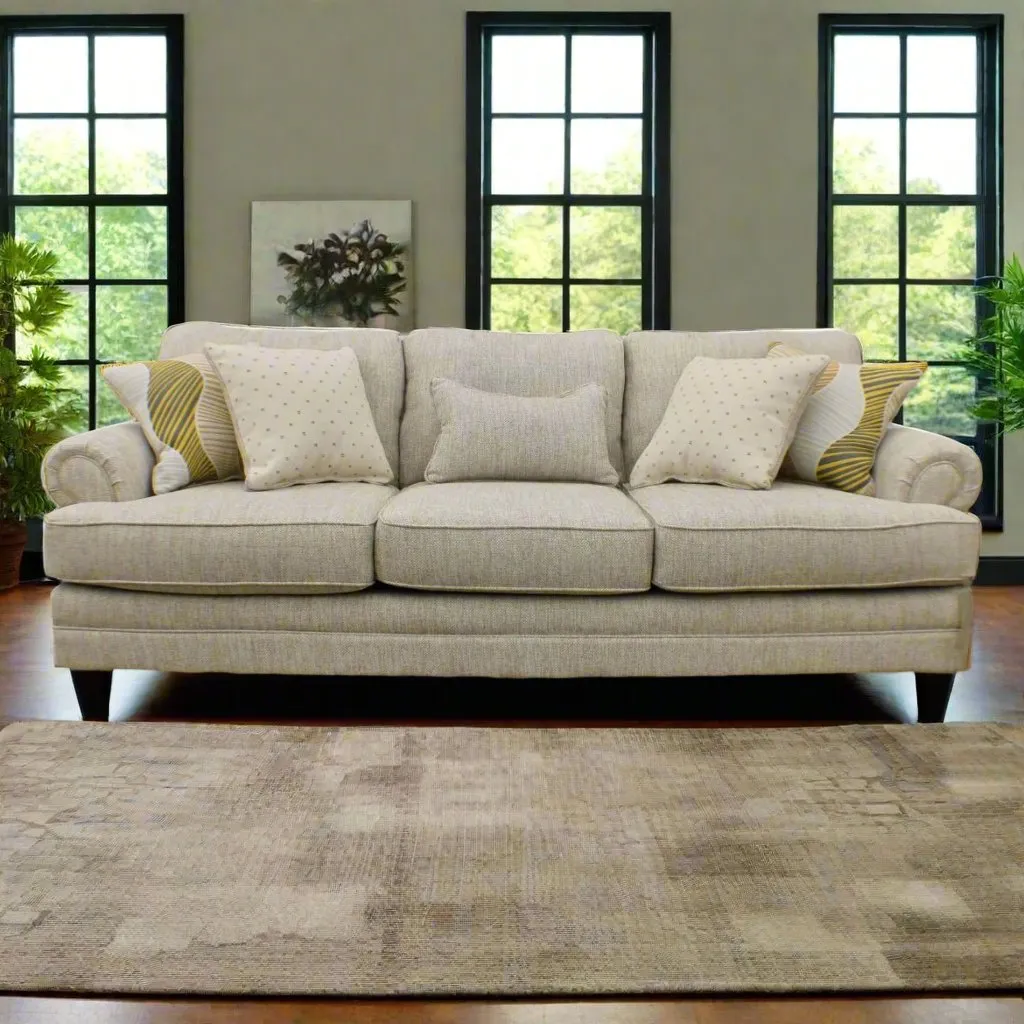 Rolled Arm Tweed 96" Sofa with Performance Fabric