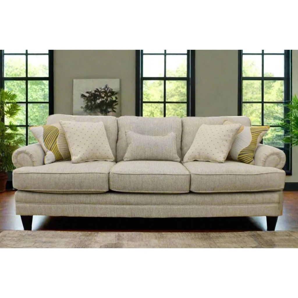 Rolled Arm Tweed 96" Sofa with Performance Fabric