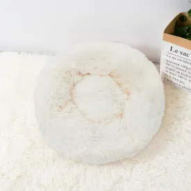 Round Fluffy Kitten Bed Super Soft Cat Bed Plush Warm Cat Sofas Lightweight Comfortable Cat Basket