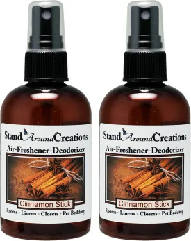 Set of 2-4oz.Concentrated Spray Air-Freshener/Deodorizer - Scent: Cinnamon Stick - Great for: Cars, Offices, Closets, Air-Conditioners, Pet Beds, Yoga Mats, Litter Boxes, laundry rooms & smoke odors.
